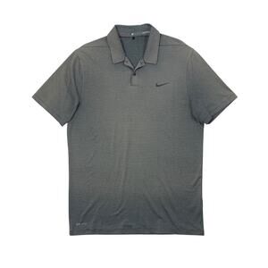 Tiger Woods Shirt Mens M Medium Grey Dri Fit Snap Button Stretch Nike Golf